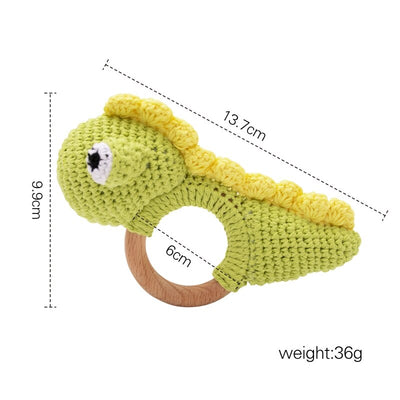 Dinosaur Crochet Wooden Rattle